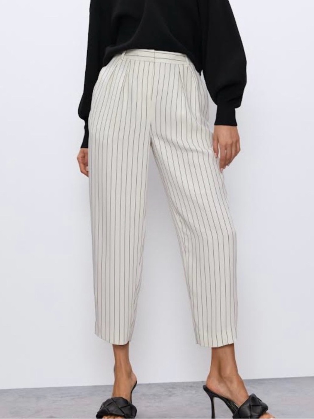 Ariztia Babaton Modesto Striped Cream High-Waist Cropped Trousers nautical sz 10